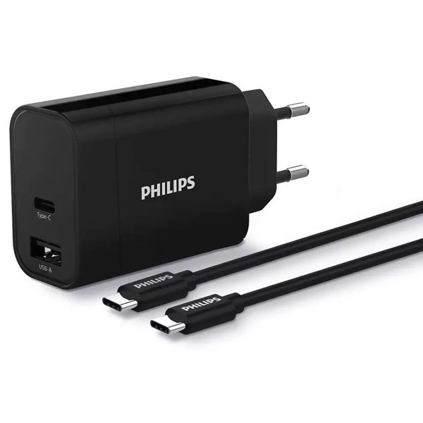 Fotoja e Karikues fast charging Philips DLP2621C/12, dual port type-C/ type-C, 30W, 1m, i zi
