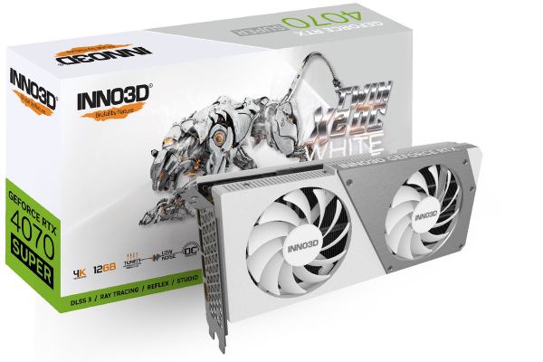 Fotoja e Kartelë grafike Inno3D GeForce RTX 4070 SUPER Twin X2 OC White 12GB GDDR6X