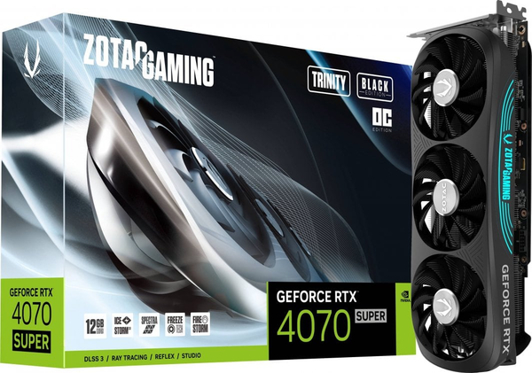 Fotoja e Kartelë grafike Zotac Gaming GeForce RTX 4070 SUPER Trinity OC Black 12GB GDDR6X