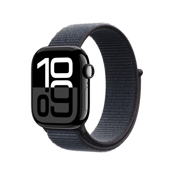 Fotoja e Apple Watch Series 10 GPS, 42mm, Jet Black Aluminum Case with Ink Sport Loop