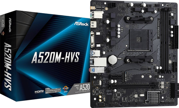 Fotoja e Pllakë amë ASRock A520M-HVS, AMD A520, Micro ATX, Socket AM4