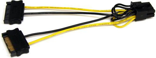 Fotoja e Kabllo StarTech SATA 15-pin - PCIe 8-pin, 0,15 m, e verdhë