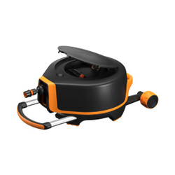 Fotoja e Rrotë uji e serisë X Automatike XL 27m Q3 Fiskars, zezë/portokalli