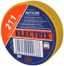Fotoja e Shirit izolues elektrik Anticor PCW, 19 mm, 20 m, i verdhë