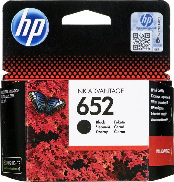 Fotoja e Ngjyrë për printer HP Ink F6V25AE No.652 HP652, e zezë