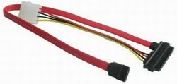 Fotoja e Kabllo Gembird Molex - SATA 22-pin, 0.4m, e kuqe