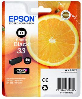 Fotoja e Ngjyrë për printer Epson Singlepack 33 Claria Premium, e zezë