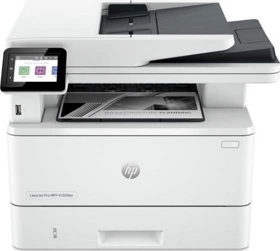 Fotoja e Printer multifunksional HP LaserJet Pro 4102DW, i bardhë