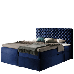 Fotoja e Shtrat kontinental CHESTERFIELD 200x200 + dyshek, kaltër