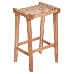 Fotoja e Stol mesatar druri mindi & ulëse rattan 40×35×66 cm (HM9382.11)