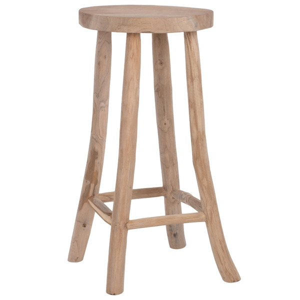 Fotoja e Stol bari Kont druri teak natyral Φ34.5×71.5 cm (HM9338)