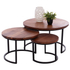 Fotoja e Set 3 tavolina “Obi” acacia + metal 78×78×47 cm (HM9255), zezë, Picture 1