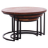 Fotoja e Set 3 tavolina “Obi” acacia + metal 78×78×47 cm (HM9255), zezë, Picture 4
