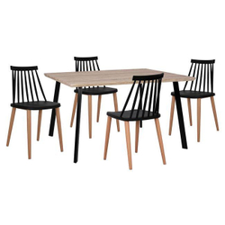 Fotoja e Set tavolina me karrige 5-pjesësh  HM11037 140×80×76 cm, zezë