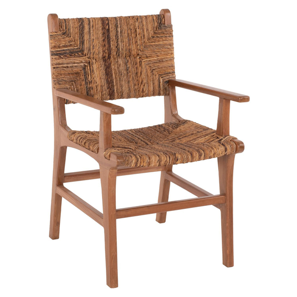 Fotoja e Karrige ngrënieje druri teak & ulëse rush Walnut-Beige 54×58.5×86.5 cm (HM9400.01), bezhë