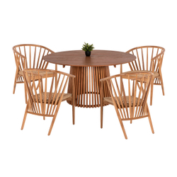 Fotoja e Set ngrënieje 5-pjesësh Permaine Φ150x?cm & 4 karrige (HM21076.01)