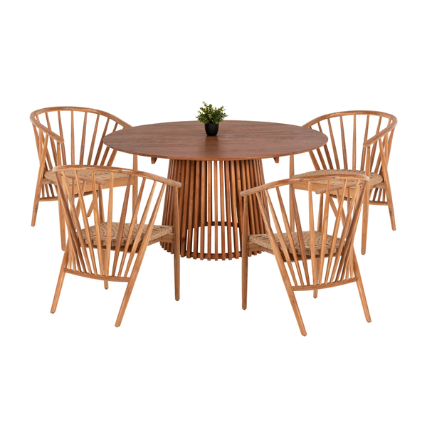 Fotoja e Set ngrënieje 5-pjesësh Permaine Φ150x?cm & 4 karrige (HM21076.01)