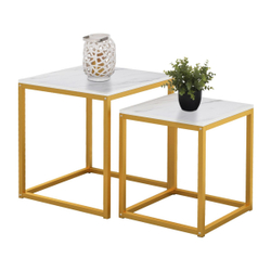 Fotoja e Set tavolina anësore Grelay 2-pjesësh MDF & metal 45×45×50 cm (HM8762.11)