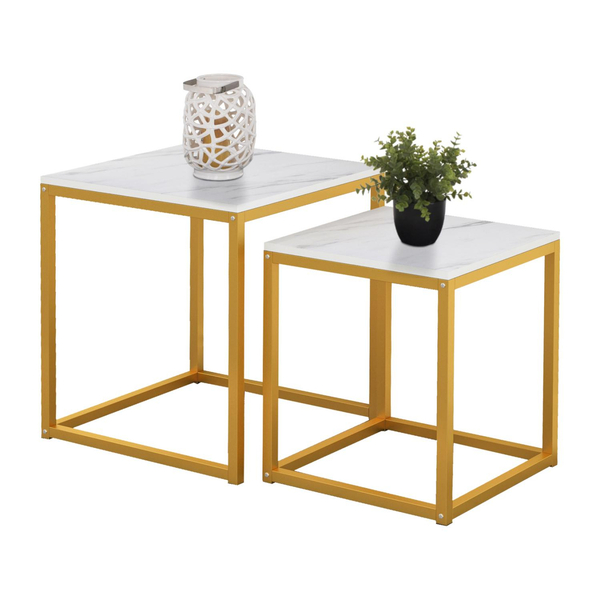 Fotoja e Set tavolina anësore Grelay 2-pjesësh MDF & metal 45×45×50 cm (HM8762.11)