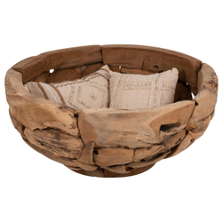 Fotoja e Tavolinë e rrumbullakët për kafe rrënjë teak Φ100×43.5 cm (HM4279)