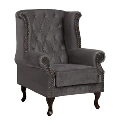Fotoja e Karrige Polina stil Chesterfield velur gri 83×75×107 cm (HM0053.10), gri