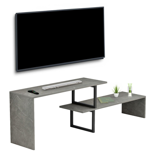 Fotoja e Set mobilie për TV zgjerues Brigitte 110–160x30x45Hcm (HM8892.11), gri/ zezë