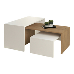 Fotoja e Set tavolina për kafe 3-pjesësh Bentil 65x35x45Hcm (HM9444.11), bardhë