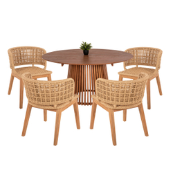 Fotoja e Set ngrënieje 5-pjesësh Farley Φ150x?cm & 4 karrige (HM21076.02)