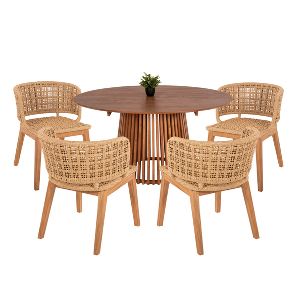 Fotoja e Set ngrënieje 5-pjesësh Farley Φ150x?cm & 4 karrige (HM21076.02)