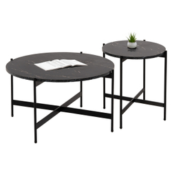 Fotoja e Set tavolina për kafe Ronda 2-pjesësh Φ80cm & Φ50cm (HM21089), zezë