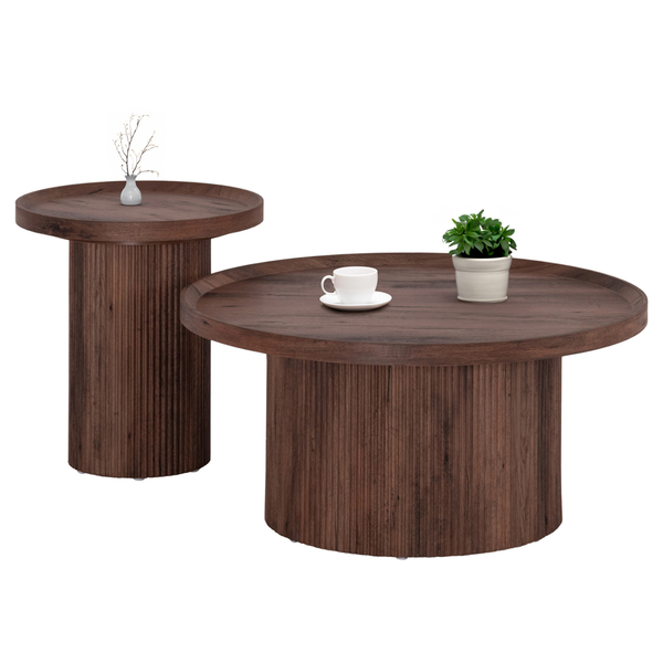 Fotoja e Set tavolina për kafe Margon 2-pjesësh Φ80cm & Φ45cm (HM21084), kaftë