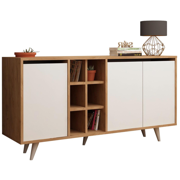 Fotoja e Komodë melamine 140×40×86 cm (HM9432.02), bardhë