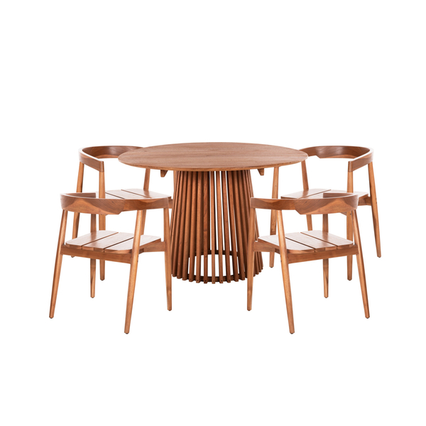Fotoja e Set ngrënieje 5-pjesësh Adonis Φ120x?cm & 4 karrige (HM21074.03)