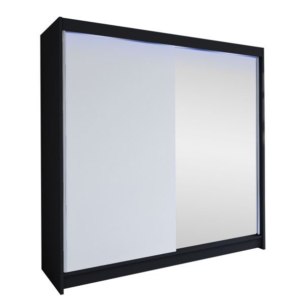 Fotoja e Dollap TALIN I + LED, Zezë / Bardhë
