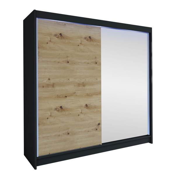 Fotoja e Dollap TALIN I + LED, Zezë / Kaftë