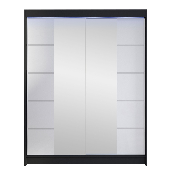 Fotoja e Dollap CAMINO V + LED, Zezë / Bardhë
