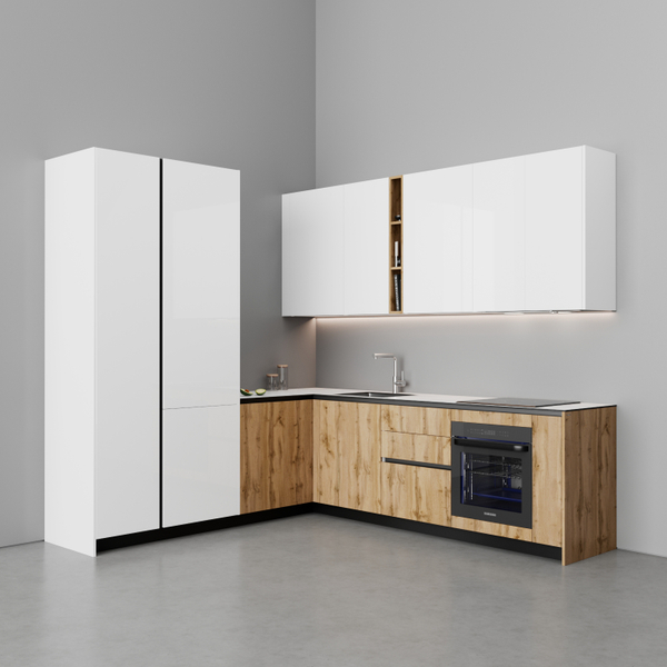 Fotoja e Kuzhinë IMMIGRAND SYSTEMS, Këndore, Bora White/Light Oak