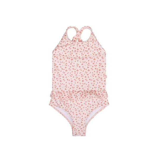 Fotoja e Swimsuit | Leopard Old Pink | për vajza pa mëngë 110/116