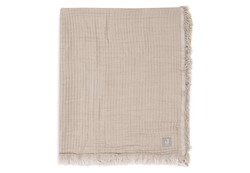 Fotoja e Batanije Muslin 120x120cm Fringe - Olive Green/Ivory