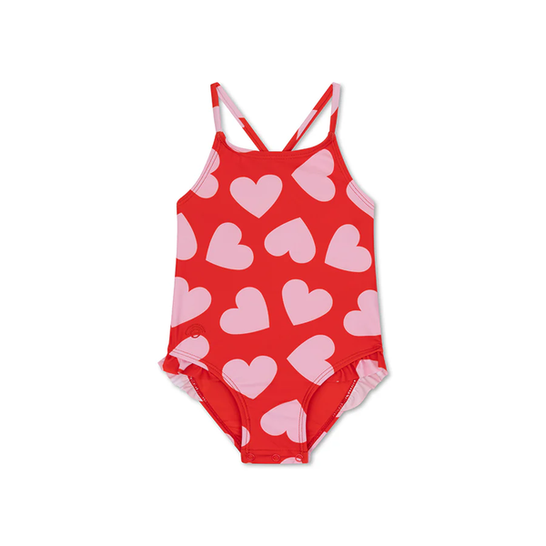 Fotoja e Swimsuit | Hearts Red | për vajza pa mëngë  146/152