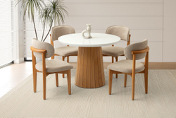 Fotoja e SAG Set Tavoline Ngrënie me Karrige ORIKIDE WOOD – kontrast natyral & elegancë moderne