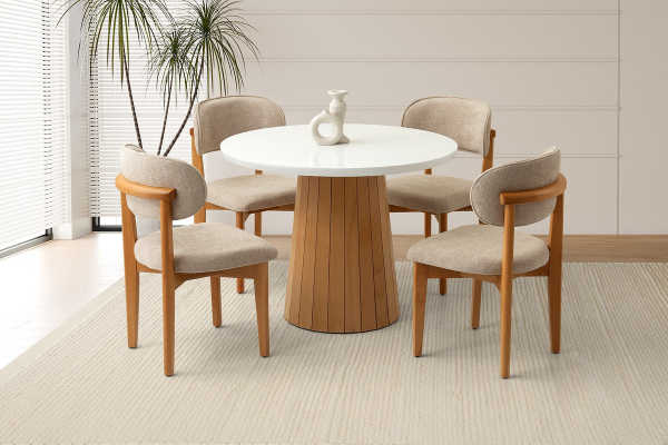 Fotoja e SAG Set Tavoline Ngrënie me Karrige ORIKIDE WOOD – kontrast natyral & elegancë moderne