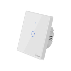 Fotoja e Ndërprerës Inteligjent me Prekje Sonoff T0 EU TX, Wireless, 1 Kanal, i Përshtatshëm me iOS/Android, Amazon Alexa/Google Assistant, me Panel Xhami, i Bardhë.
