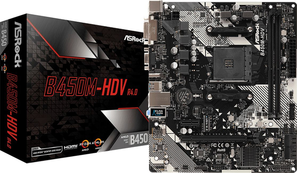 Fotoja e Pllakë amë Asrock B450M-HDV, AMD B450 Socket AM4 micro ATX