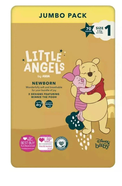 Fotoja e Pelena për fëmijë Little Angels Size 1 Disney Jumbo 70 Copë, 2 deri 5 kg