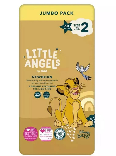 Fotoja e Pelena për fëmijë Little Angels Comfort & Protect, Numer 2, Jumbo Pack, (60 copë, 4–8 kg)
