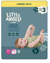 Fotoja e Pelena për fëmijë Little Angels Number 3 Comfort & Protect Jumbo Pack ,98 cope, 6–10 kg