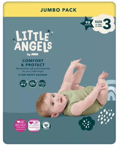 Fotoja e Pelena për fëmijë Little Angels Number 3 Comfort & Protect Jumbo Pack ,98 cope, 6–10 kg