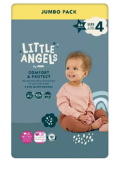 Fotoja e Pelena për fëmijë Little Angels Numer 4 Nappies Jumbo Pack, 84 copë, 9–14 kg
