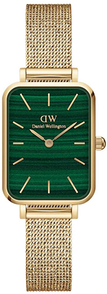 Fotoja e Orë dore për femra Daniel Wellington Quadro 20 x 26 Pressed Sheffield Evergold Emerald DW00100561, e artë